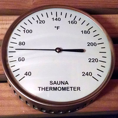 Glass encased thermometer silver rim